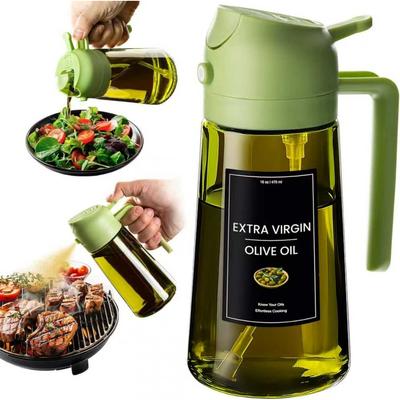 Sticlă Dispenser Ulei de Măsline 2 în 1 470ml Spray de Ulei Întunecat Blocant de Lumină pentru Gătit pentru Bucătărie Sticlă de Ulei Verde Închis