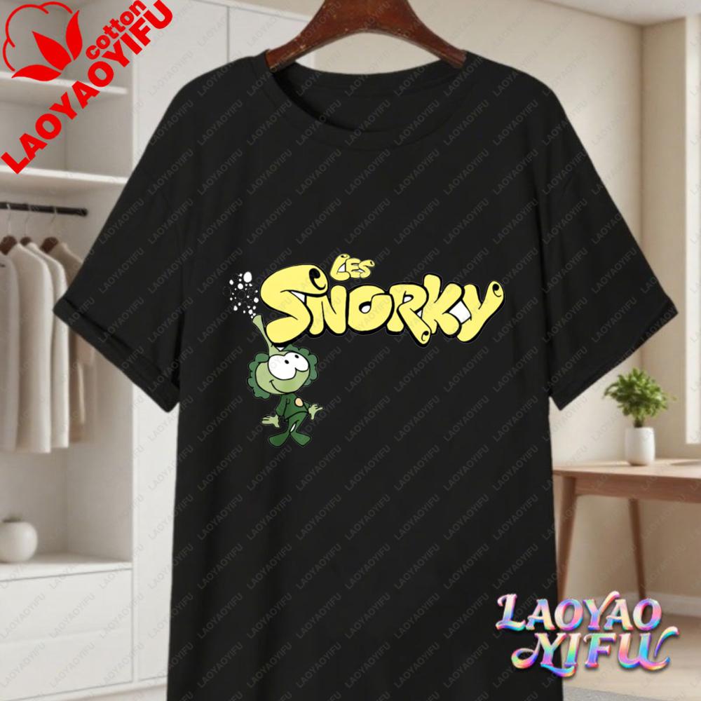 Snorks Cartoon Character Print T Shirt Vintage 80s Classic Anime Graphic Tee Casual Cotton Tops for Unisex Women Summer Streetwear