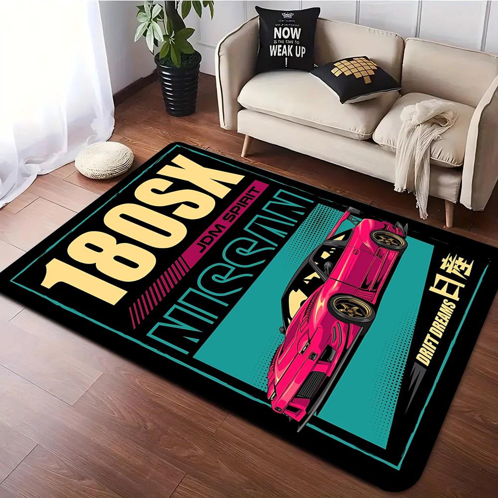 Vintage Japanese Manga Style Carpet for Living Room Bedroom J-DM Racing Car Retro Print Classic Cars Carpet for Home Decor Gifts