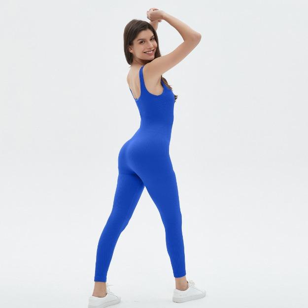 New Thread Tight Fitting Abdominal Jumpsuit Seamless Elastic Fitness Running Sports Jumpsuit Set For Women
