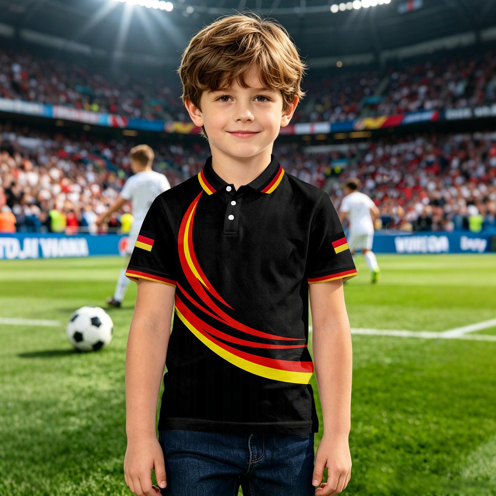 Kids Polo Shirt Short Sleeve Casual Button Down Collar Lightweight Breathable Summer Tee for Boys Youth 100 чёрный