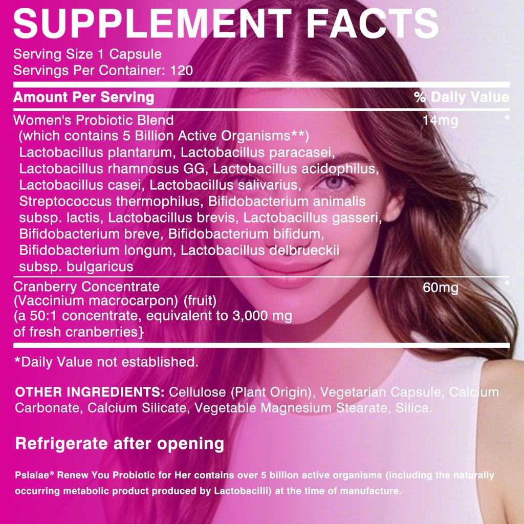 Pslalae - Probiotics & Cranberry Capsules - Health for the urinary, digestive, and immune systems