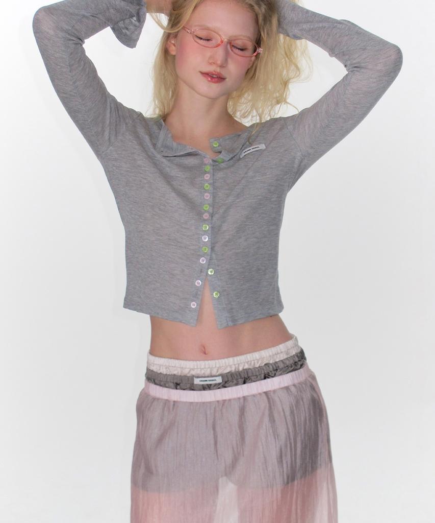 Crank Sheer Layered Skirt Pants_Pink