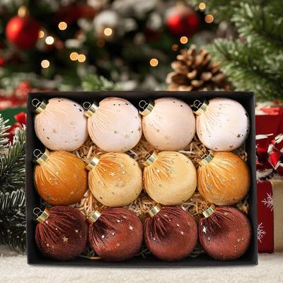 Flocked Christmas Balls Ornaments Ball Pendants Xmas Decor Sturdy Tree Decorations for