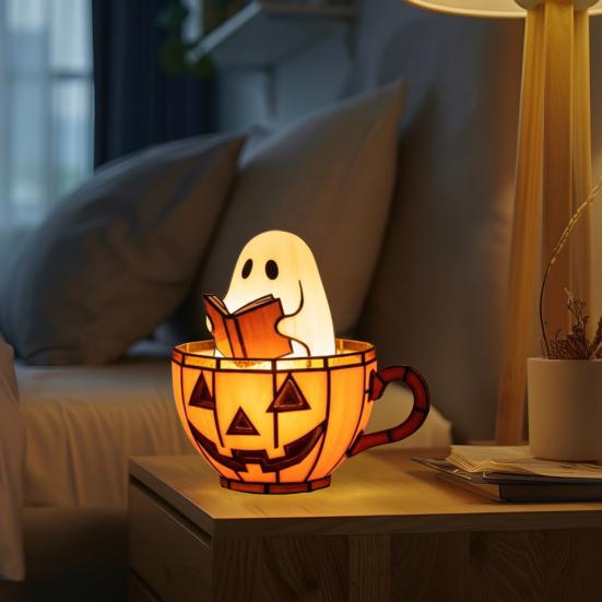 Ghost Bubble Bath Lamp Cute Ghost-Themed Night Light Color-Changing LED Mood Light for Bedside Bathroom Decor