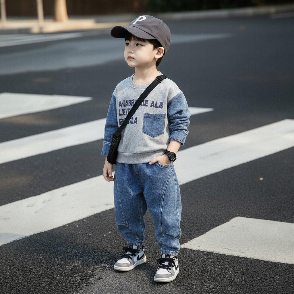 Boys' Stylish Spring & Autumn Hoodie Set 2026: Cool Two-Piece Baby Outfit