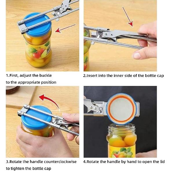 2 Pack Adjustable Jar Opener for Weak Hands, Stainless Steel Can Opener & Beer Bottle Opener, jar openers for seniors, Easy Grip Lid Remover for