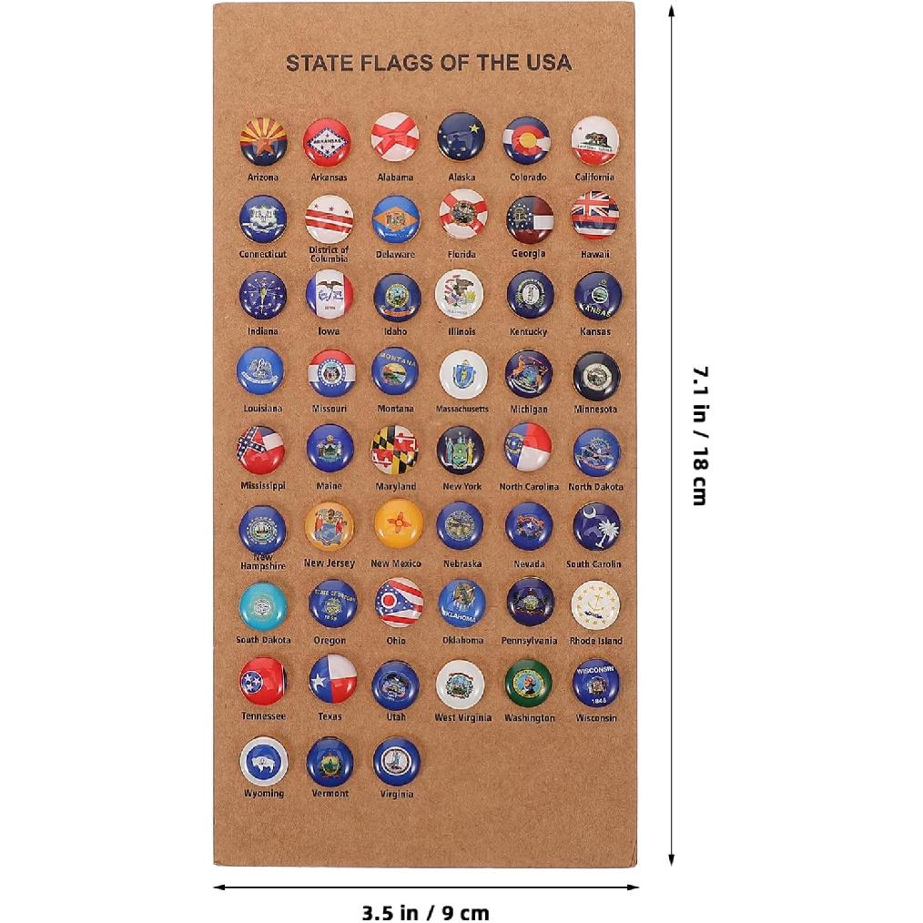 

Флаги 50 штатов США, декоративные кнопки для пробковой доски, булавки для карты путешествий, для офиса и класса (51 штука + пробковая доска)