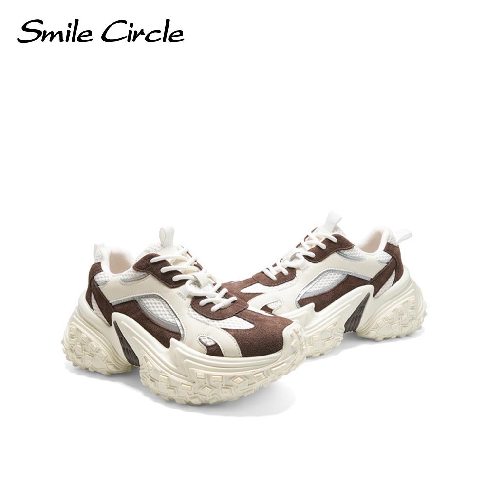 Fashion Women Sneakers Round Toe Lace Up Trainers Comfortable Casual Thick Bottom Shoes