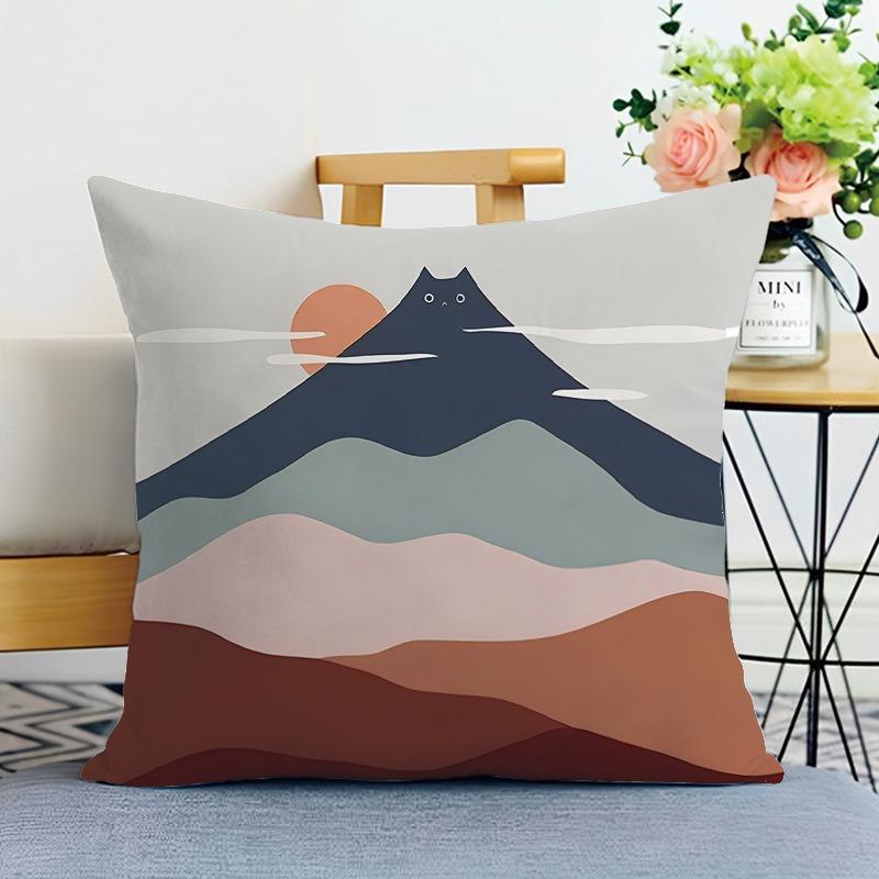 Simple Mountain Print Decorative Pillowcase Bedroom Living Room Square Cushion Pillowcase