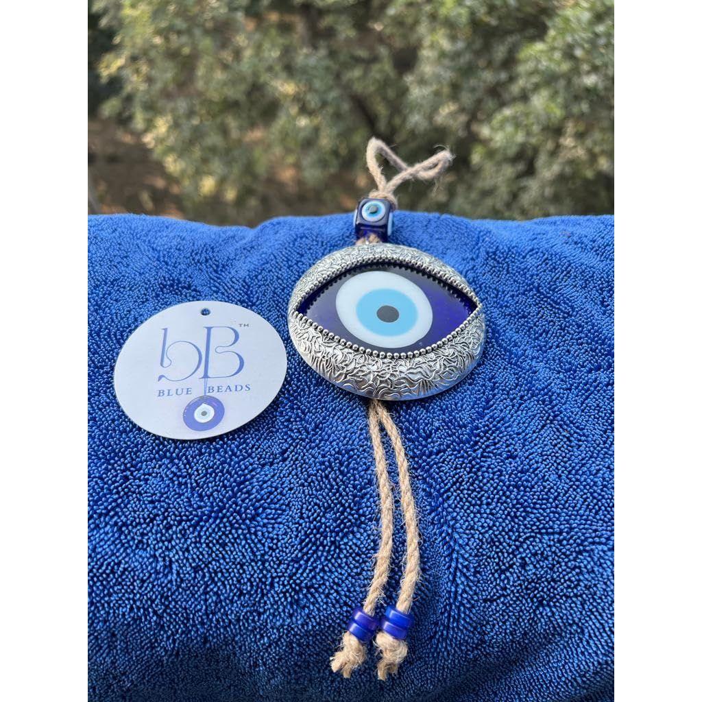 Handmade Turkish Evil Eye Wall Hanging – Metal & Glass Nazar Protection Amulet for Home & Office – Boho Spiritual Decor