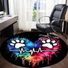 1pc PawPrints Heartbeat Office Round Area Rug, Indoor Mat Suitable ForOffice, Under Office Chairs Bedroom Living Room Home Decor T185