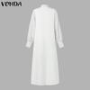 VONDA Damen Herbst Langarm Gestreiften Druck Tasche Hemd Kleider