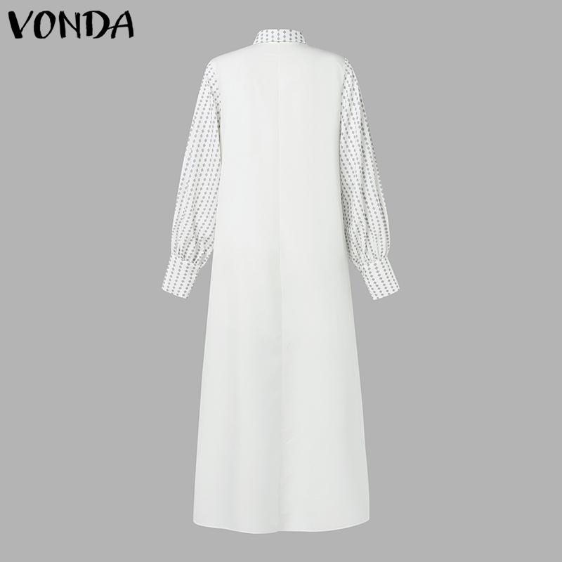 VONDA Damen Herbst Langarm Gestreiften Druck Tasche Hemd Kleider