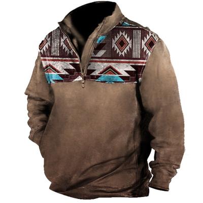 Hot Selling Spring and Autumn Plus Size Men's Winter Zipper Collar Sweatshirt Printed Outdoor Casual Sweatshirt In Stock