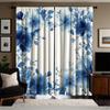 Piece Set Fresh Blue Floral Print Curtains Polyester Fabric Suitable Bedroom Living Room Decoration Made Of Sitting Window Treatment