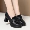 Spring and Autumn New Mother Shoes Thick Heel Waterproof Table Deep Mouth Single Shoes High Heels Thick Sole Heightening Women's Leather a Generation