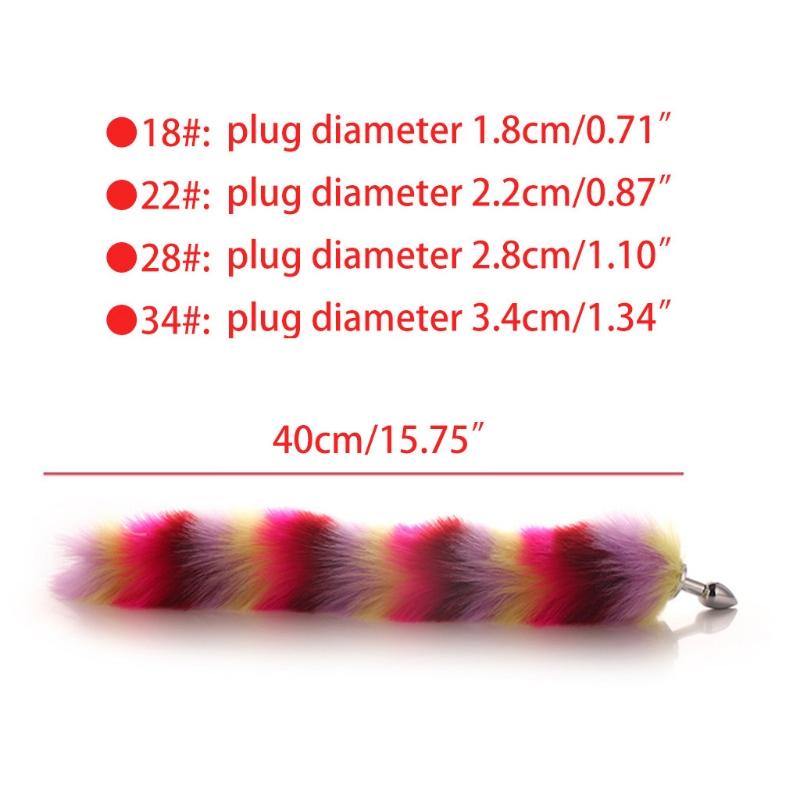 3 Pcs Multi-Size Butt Plug with Faux Fo-x Tail, Plush Ear Hair Clip and Collar for Role Play Costume Prop Drop