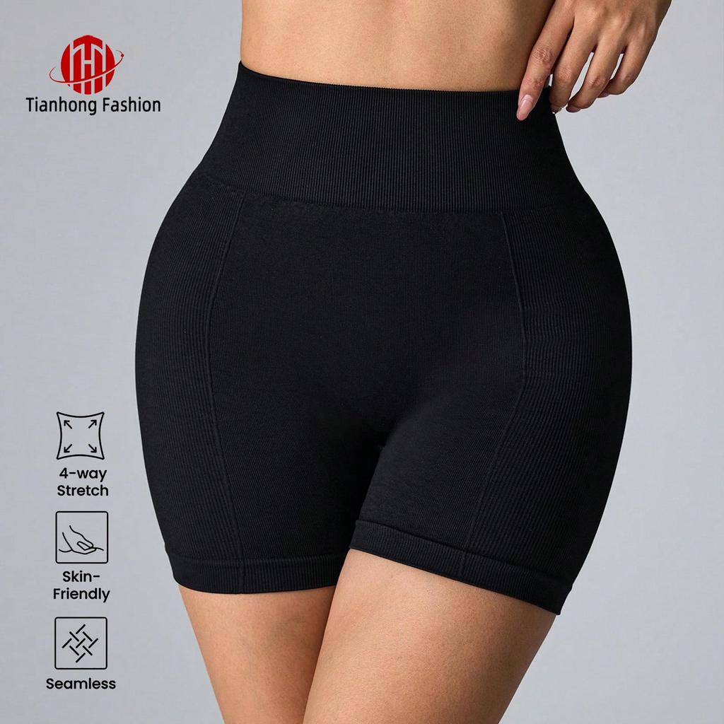 Women's High Waist Peach Hip Lifting Yoga Shorts: Tummy Control, Breathable, Hot Pants for Fitness.