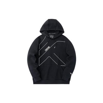 Anta Basketball Series Letter Stripe Hooded Pullover Sweatshirt Men Tops Black 152311767-4