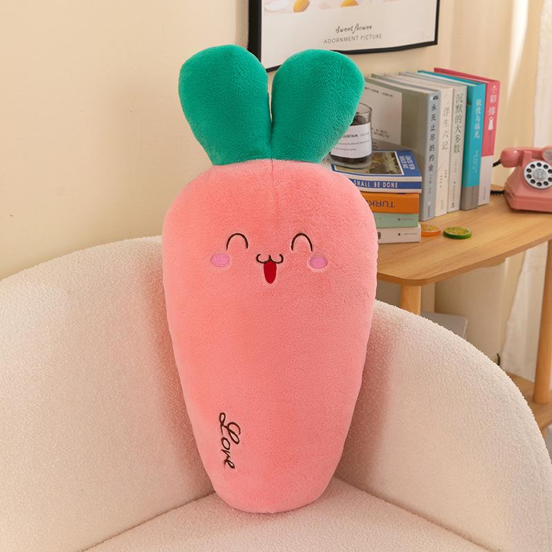 Rabbit Hair Carrot Plush Toys for Girls Sleeping Pillow Round Eyes Radish Rabbit Bedside Cushion Home Decoration