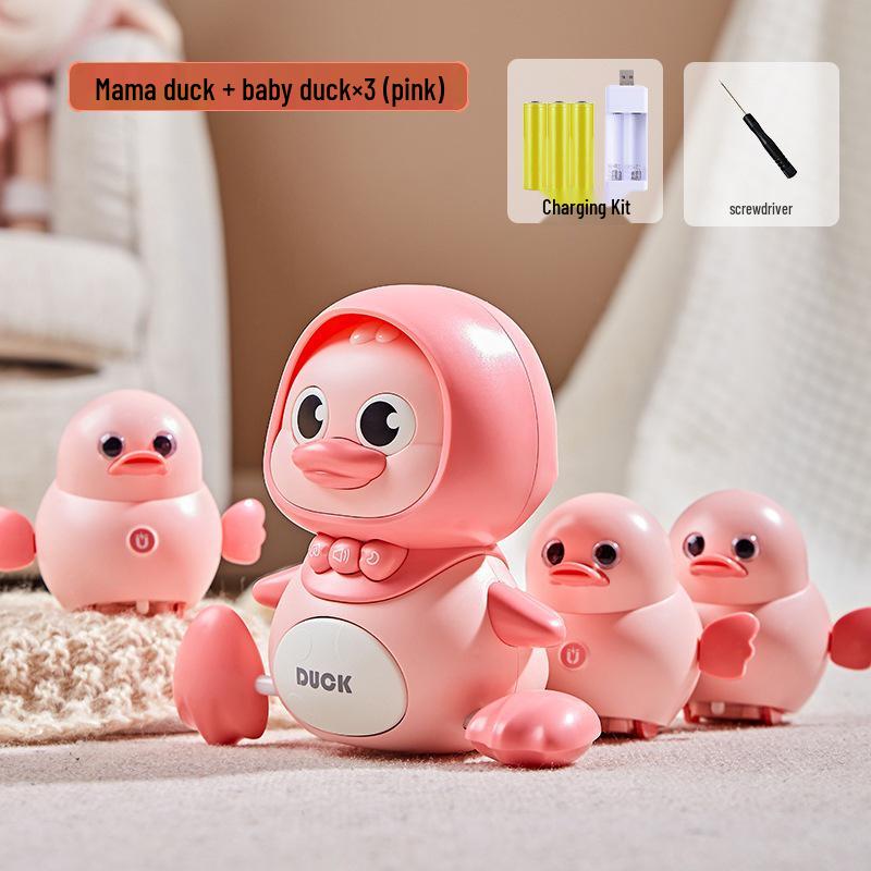 Children's Musical Crawling Duck Toy with Magnetic Suction and Lights for Early Education