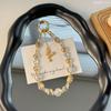For Cell Phone Short Crystal Lanyard Strap Pendant Gold Leaf Handmade Beads Chain Luxury -Lost Hand Rope Fashion Ornament