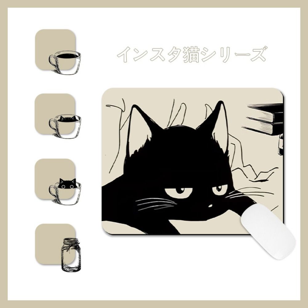 Wasserdichte Wasserdichte Tastaturmatte Rutschfeste Katzen-Mausmatte Schwarze Katze Mauspads Büro Schreibtisch