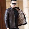 Genuine Leather Jacket for Middle-aged and Elderly Men, Men's Genuine Leather Jacket, Thickened Fur One-piece Sheepskin Large Size Jacket