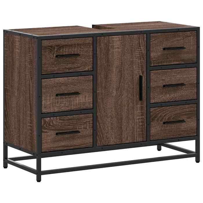 VidaXL Armoire lavabo de salle de bain chêne marron bois d'ingénierie, meuble de lavabo de salle de bain, meuble de salle de 849283