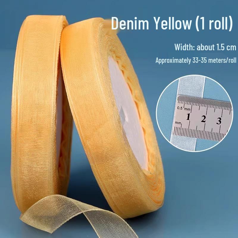 1.5cm Transparent Snow Yarn Ribbon for Gift Wrapping, DIY Crafts, Hair Accessories, and Chiffon Projects.