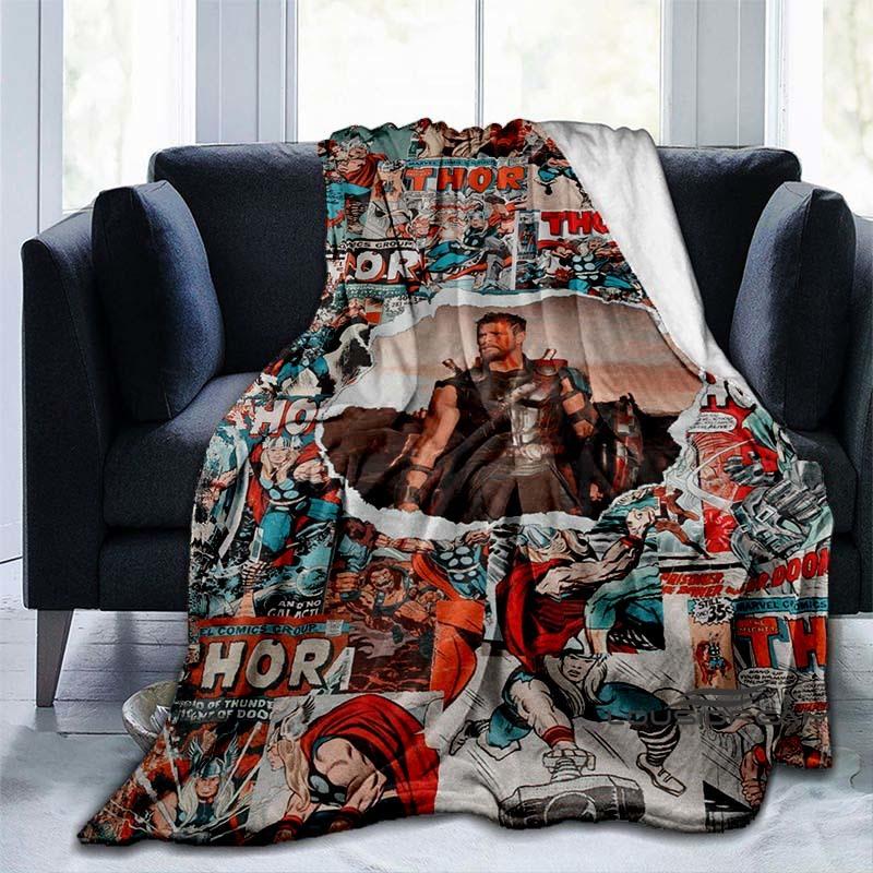 Customizable 2026 new Thor cartoon anime blankets bedroom decorations warm flannel sofa blankets suitable for home bedroom