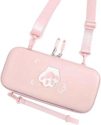 Switch Lite Cover with 9H Tempered Glass Waterproof and Cat Paw PU Leather Case for Nintendo Protective Cover for Game and Storage Gift Film, 3-Way