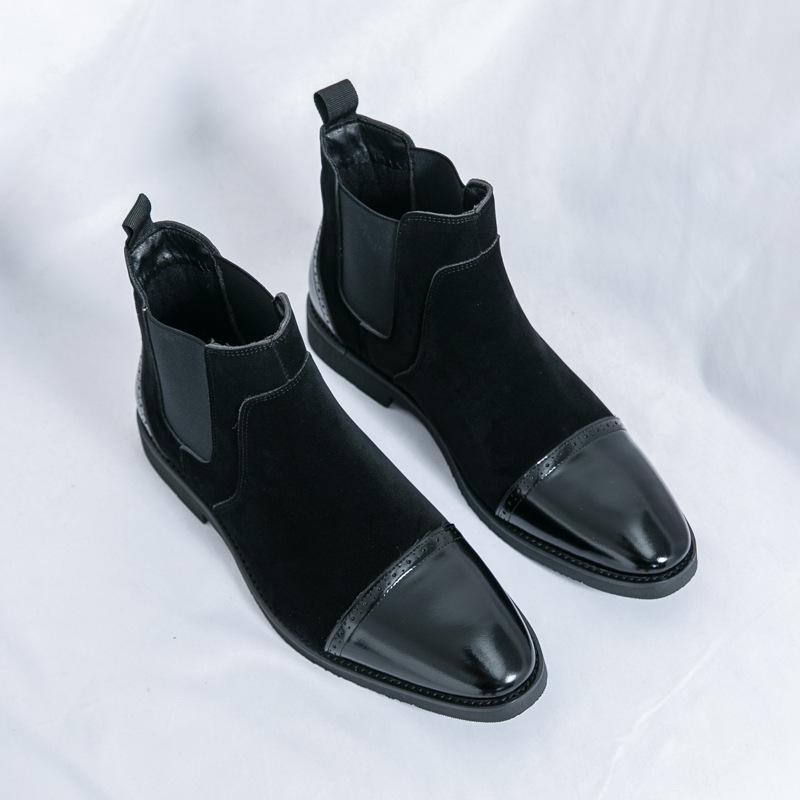 Men's Leather Boots 46 Large Size New High-top Leather Shoes Fashion Men's Matte Chelsea Short Boots