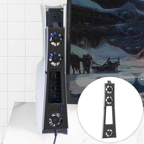 Gaming Console Cooling Fan with USB 3.0 Port Low Noise Simple Installation Plug-Play Efficient Cooler Fan Radiator for PS5 Slim