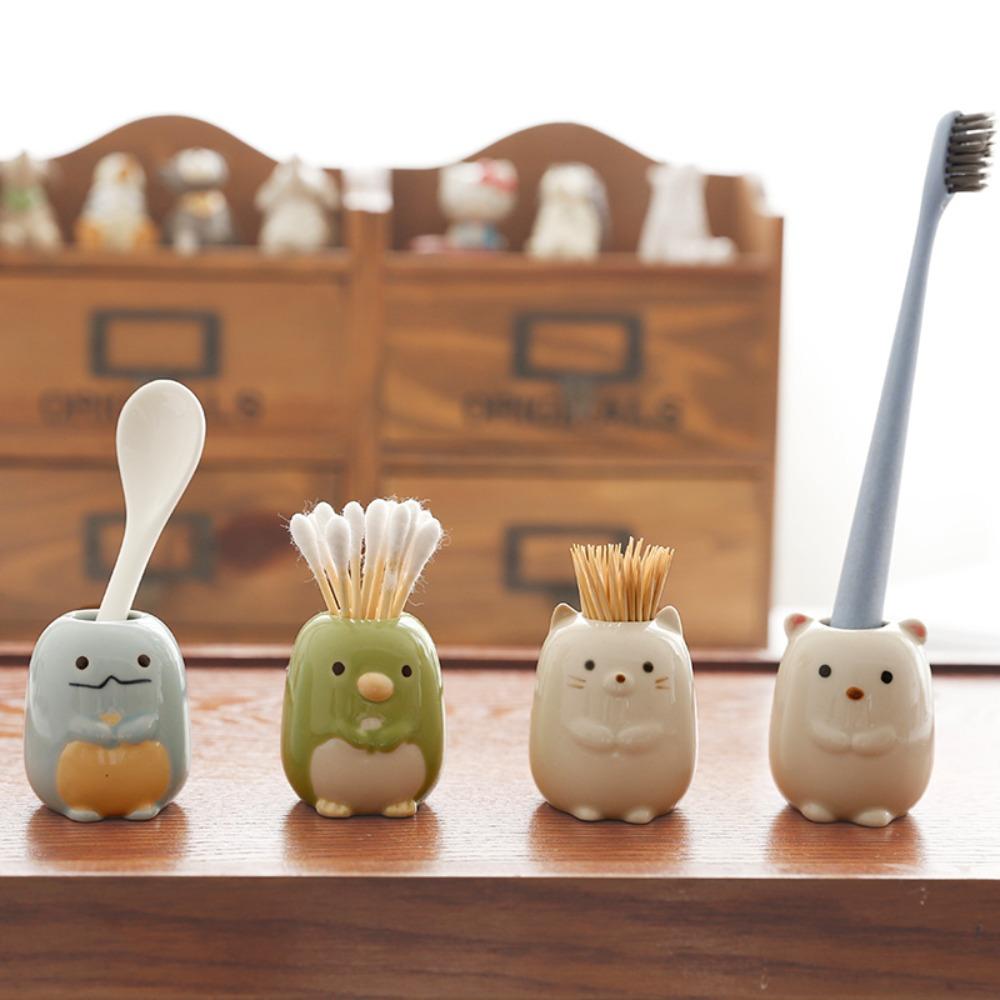 Animals Bathroom Accessories Storage Box Toothbrush Holder Toothpick Dispenser Tooth Brush Stand