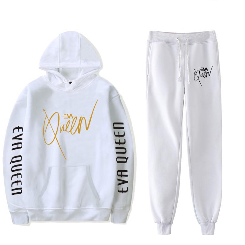 

Мужские и женские толстовки с принтом Eva Queen, повседневная толстовка + брюки, комплекты из 2 предметов, спортивный костюм большого размера, модная уличная одежда, одежда унисекс S