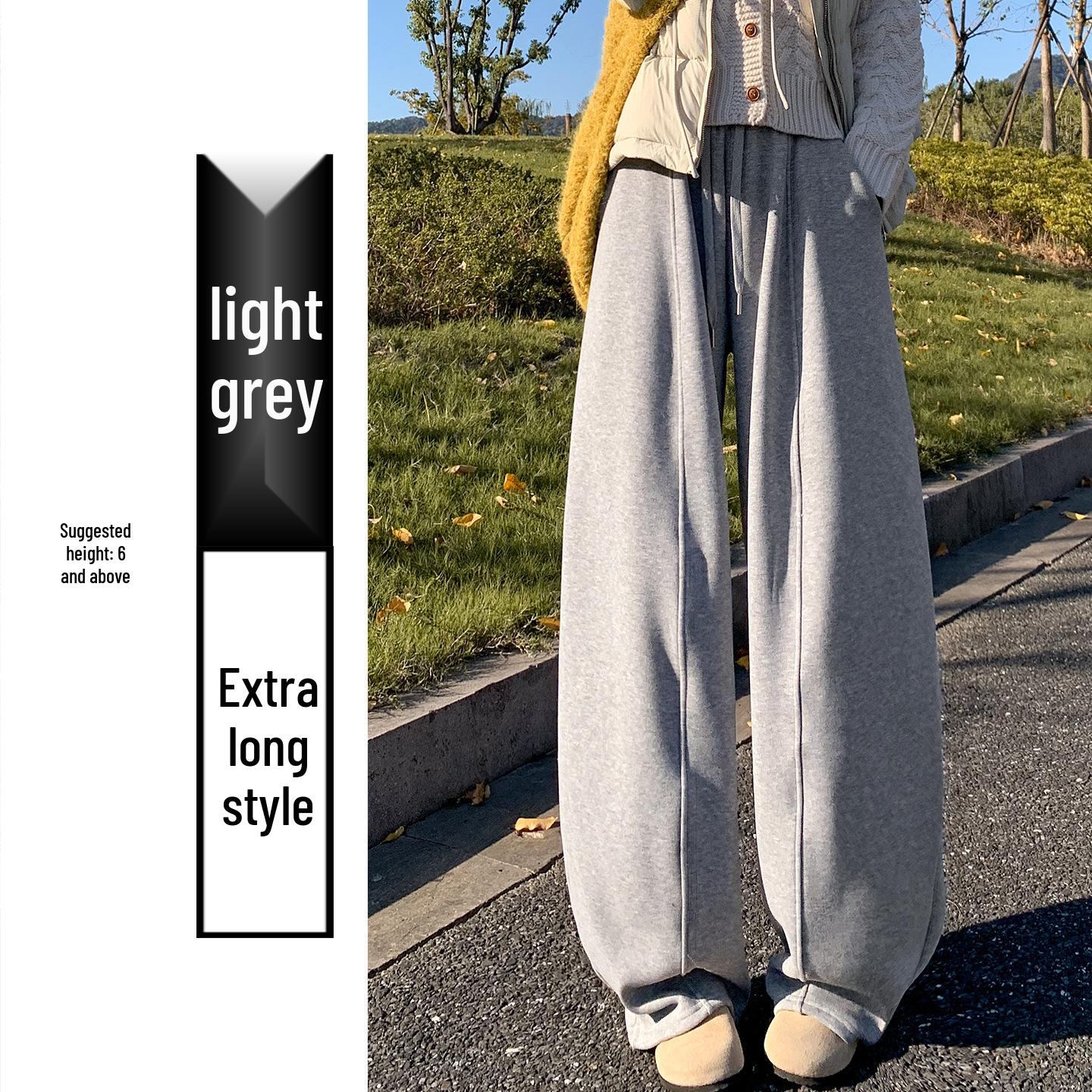 Dark Gray High-Waist Slimming Velvet Drape Pants for Women - Autumn/Winter L