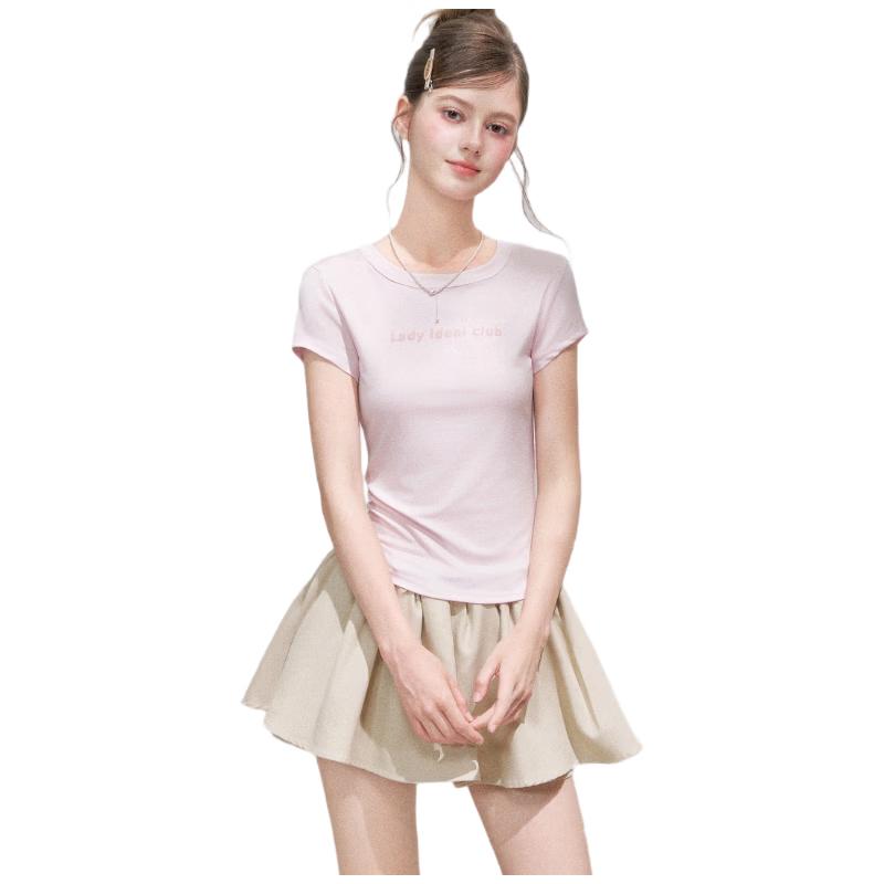 LADY IDEAL Lyocell Round Neck Slim Fit T-shirt