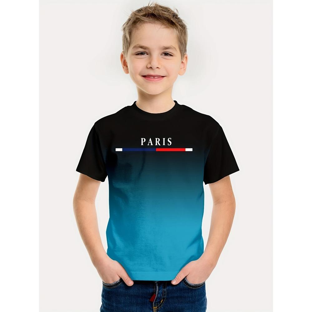 Children's Clothing Boys' T-shirt Short Sleeved Children's T-shirt 3D Letter Printing Casual Round Neck Children's Summer Clothi