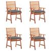 VidaXL Set of 4 Outdoor Dining Chairs with Cushions, Patio Seats, Dining Chairs, Garden Patio Furniture, 3078336
