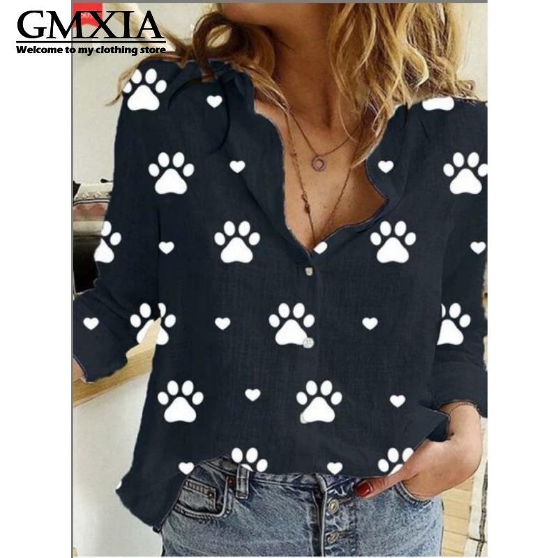 GMXIA Damska Moda Casual Rekreacyjna Bluzki i Koszule z Długim Rękawem z Kołnierzykiem POLO