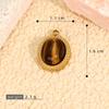 18K Gold Plated Stainless Steel Tiger's Eye Pendant - Oval Natural Stone DIY Jewelry Accessory with Vacuum Electroplating