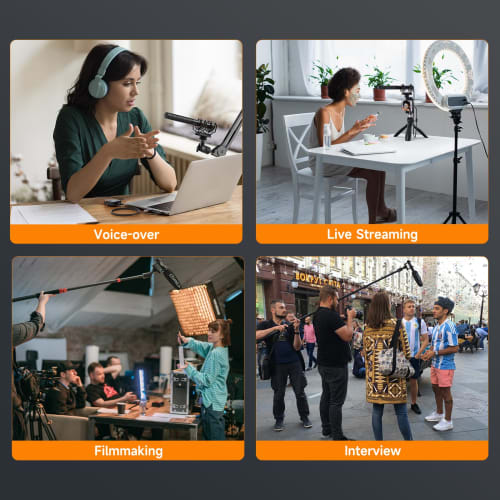 comica VM40 Combo Wireless Microphone, 2-Person Video Gun Microphone [32-Bit, 32GB Internal Recording, Super Cardioid] 2.4GHz Wireless + Wired Dual-Mo