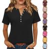 Women's Fashionable Casual V-neck Button-down Summer Printed Short-sleeved Top