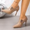 Jesienno-zimowe czarne buty na wysokim obcasie z czubkiem i wzorem kamienia, na smukłym obcasie, zaprojektowane dla unikalnego i eleganckiego stylu, wygodne dla kobiet.