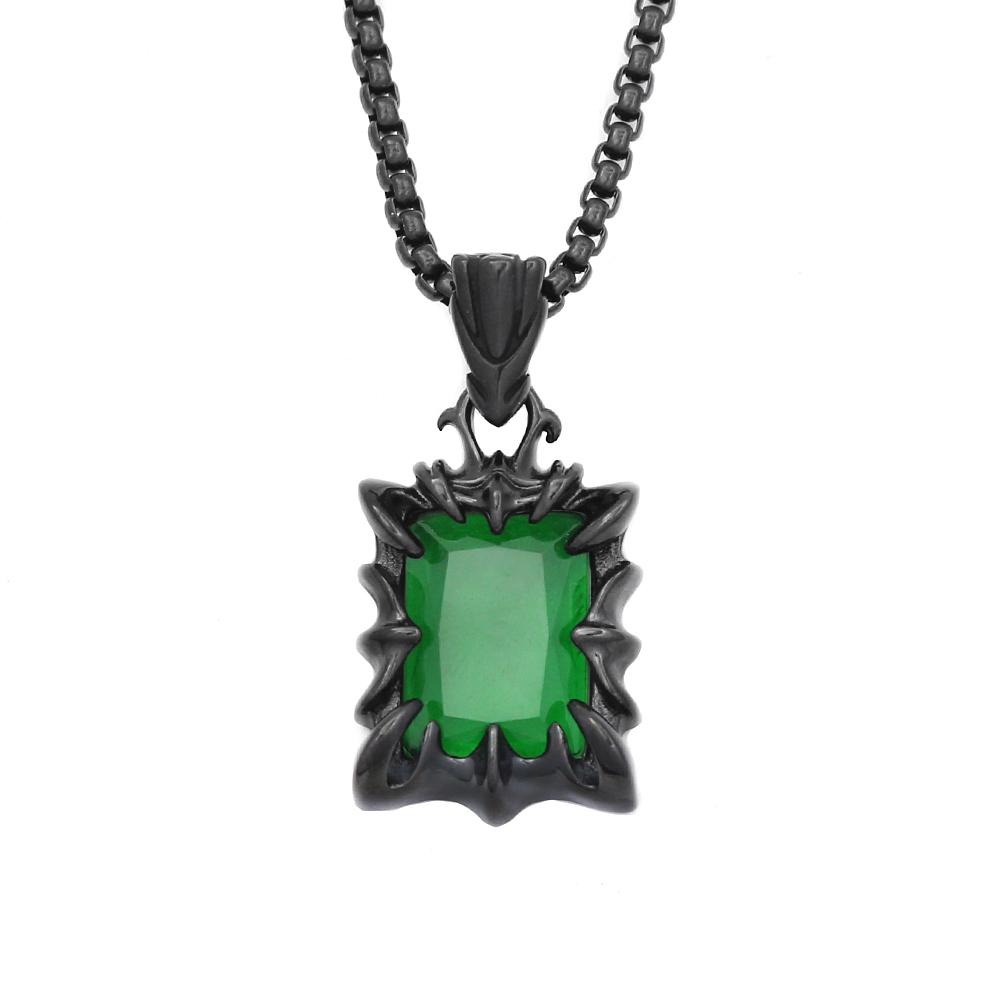 Colier Nou Pandantiv Piatră Verde Vintage Pentru Bărbați Femei Oțel Inoxidabil 316L Punk Bijuterii Partid Cuplu Cadouri Dropshipping