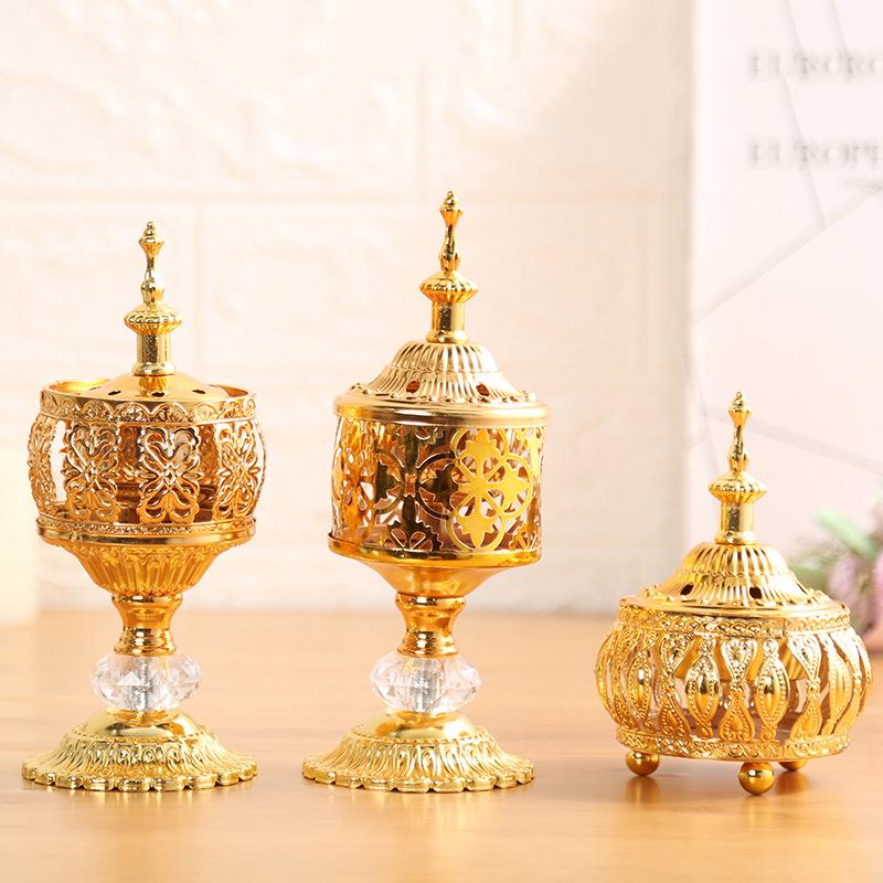 Middle Eastern Lace Metal Incense Burner - Fashionable Sandalwood Ornament for Home Decor