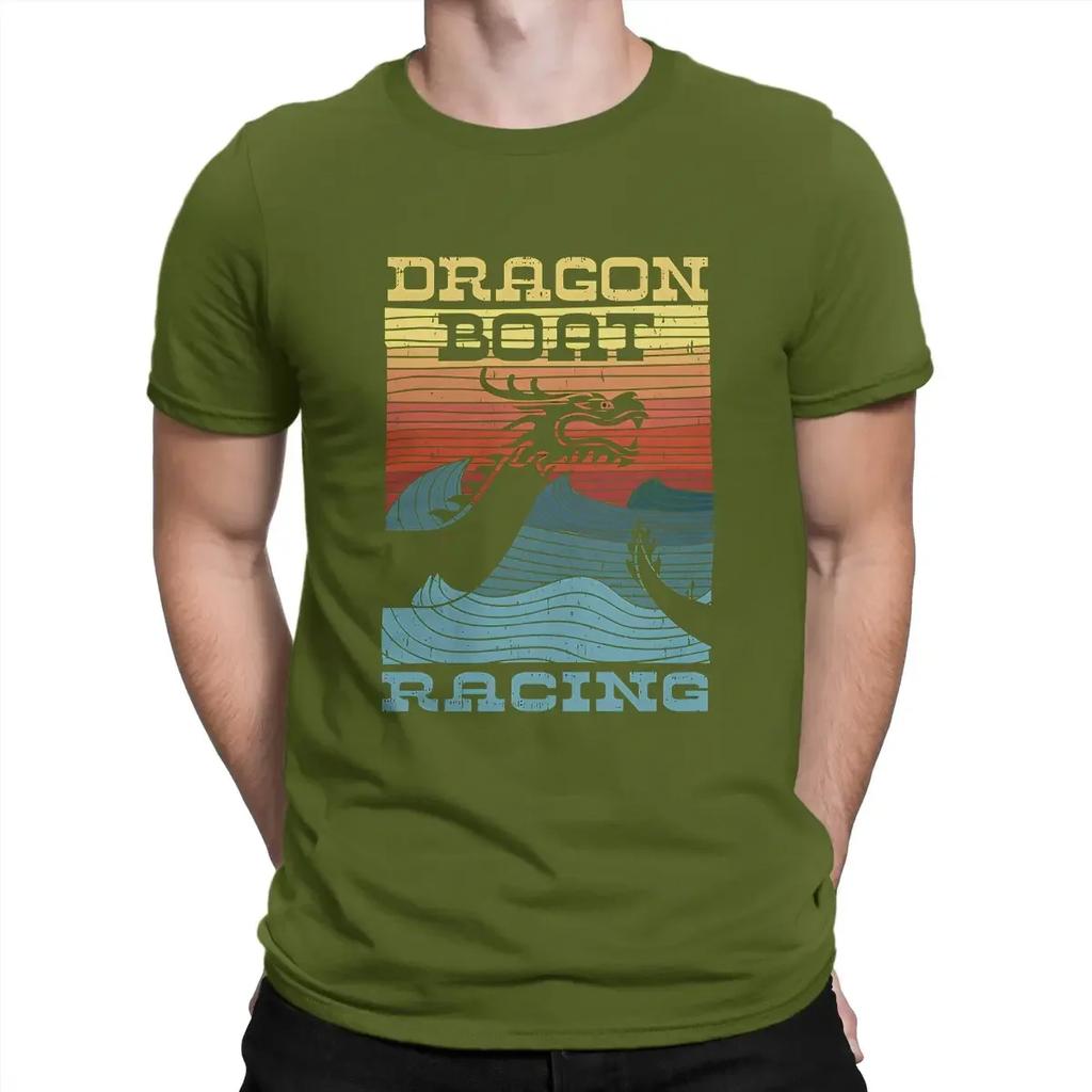 T Shirt Humor High Quality Birthday Dragon Boat Racing Retro Look Man's TShirt Dragon Design Crewneck Short Sleeve 100% Cotton
