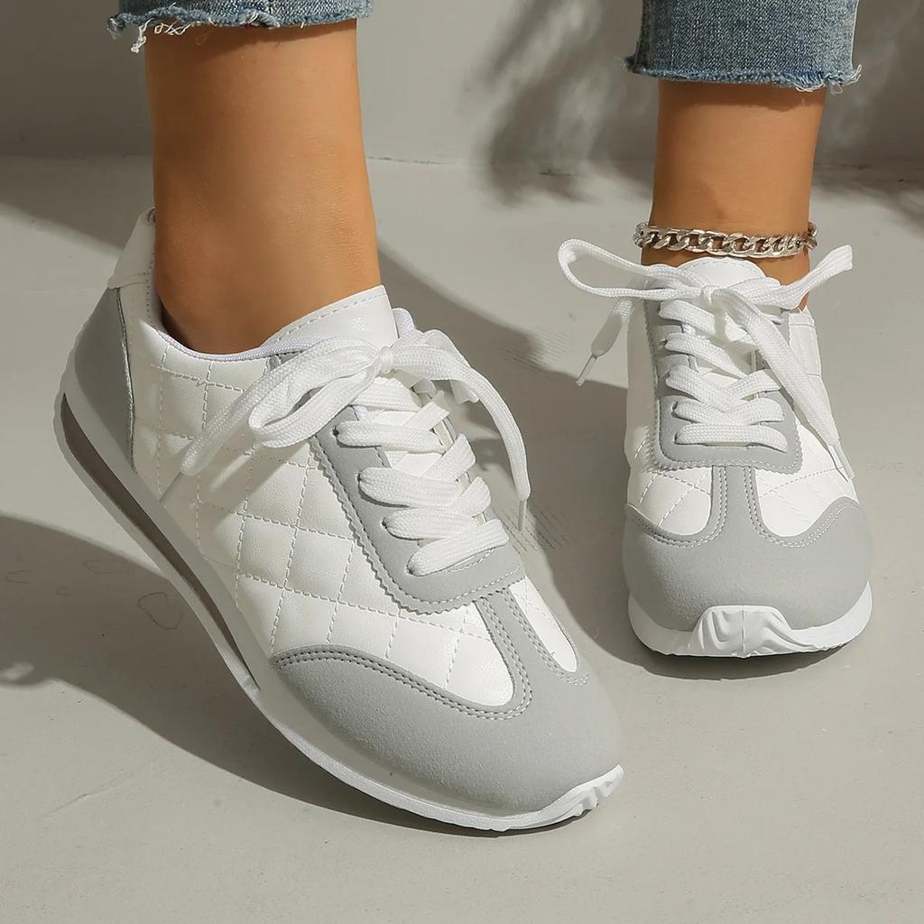 Fashion New 2025 Comfortable Casual Sports Shoes with Laces Versatile Soft Bottom Agan Shoes Stylish White Sneakers for Women